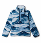 Columbia Boys Helvetia II Printed Half Snap Fleece in Rainy Day Summi, front view with blue mountain print