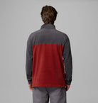 Columbia Men's Steens Mountain II Half Snap Fleece - Red Oxide / Shark, back view on model