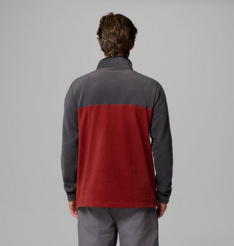 Columbia Men's Steens Mountain II Half Snap Fleece - Red Oxide / Shark, back view on model
