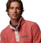 Columbia Mens Steens Mountain Half Snap II fleece in washed red and dark stone, collar and logo detail