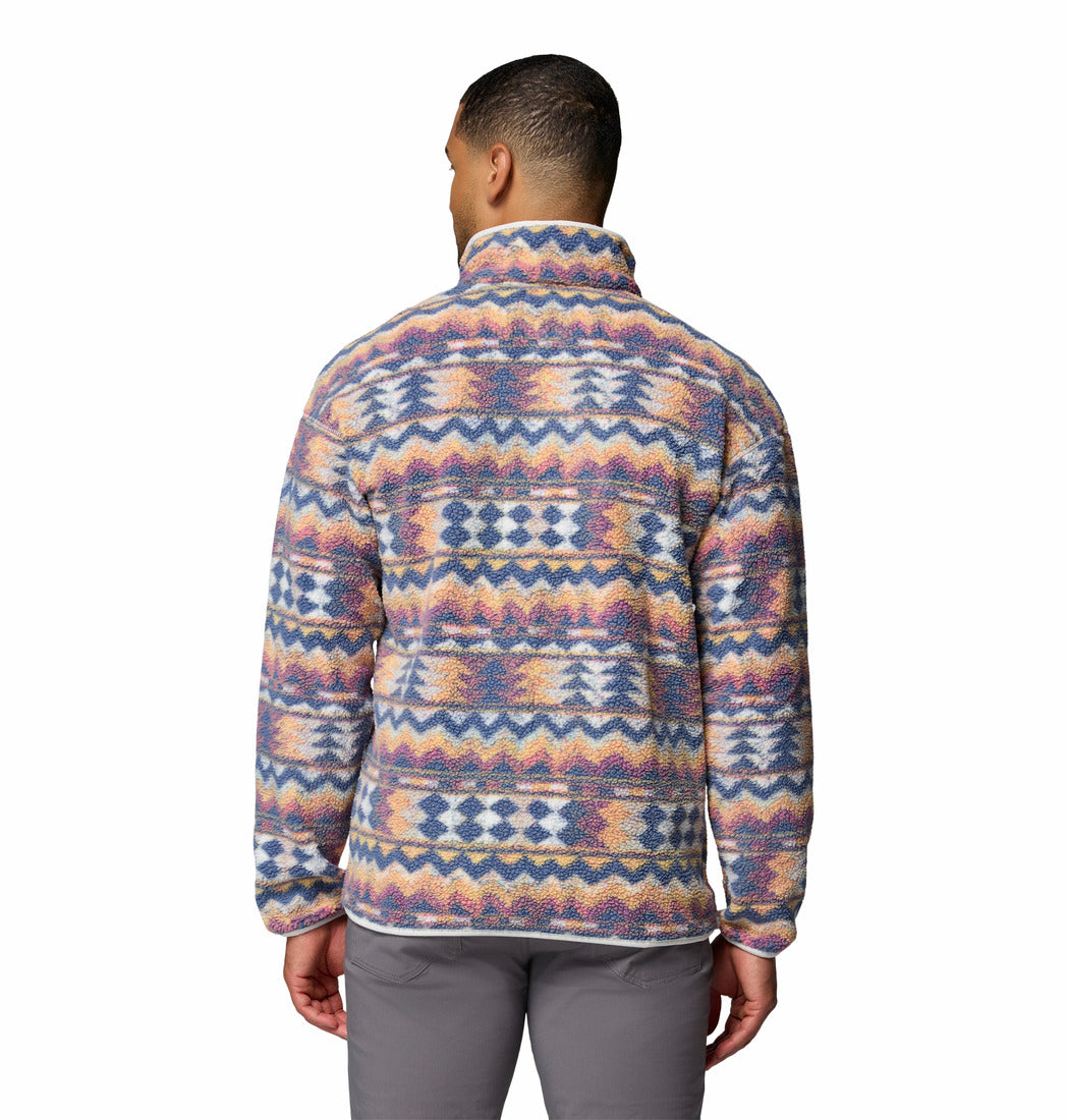 Columbia Mens Helvetia II Printed Half Snap Fleece in Sea Salt Retro, back view