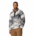Columbia Mens Helvetia II Printed Half Snap Fleece in Shark Dreaming, angled model view