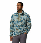 Columbia Mens Helvetia II Printed Half Snap Fleece in Safari Sunscap, angled model view