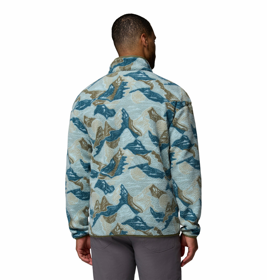 Columbia Mens Helvetia II Printed Half Snap Fleece in Safari Sunscap, back view