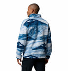 Columbia Mens Helvetia II Printed Half Snap Fleece in Rainy Day Summi, back view worn by model