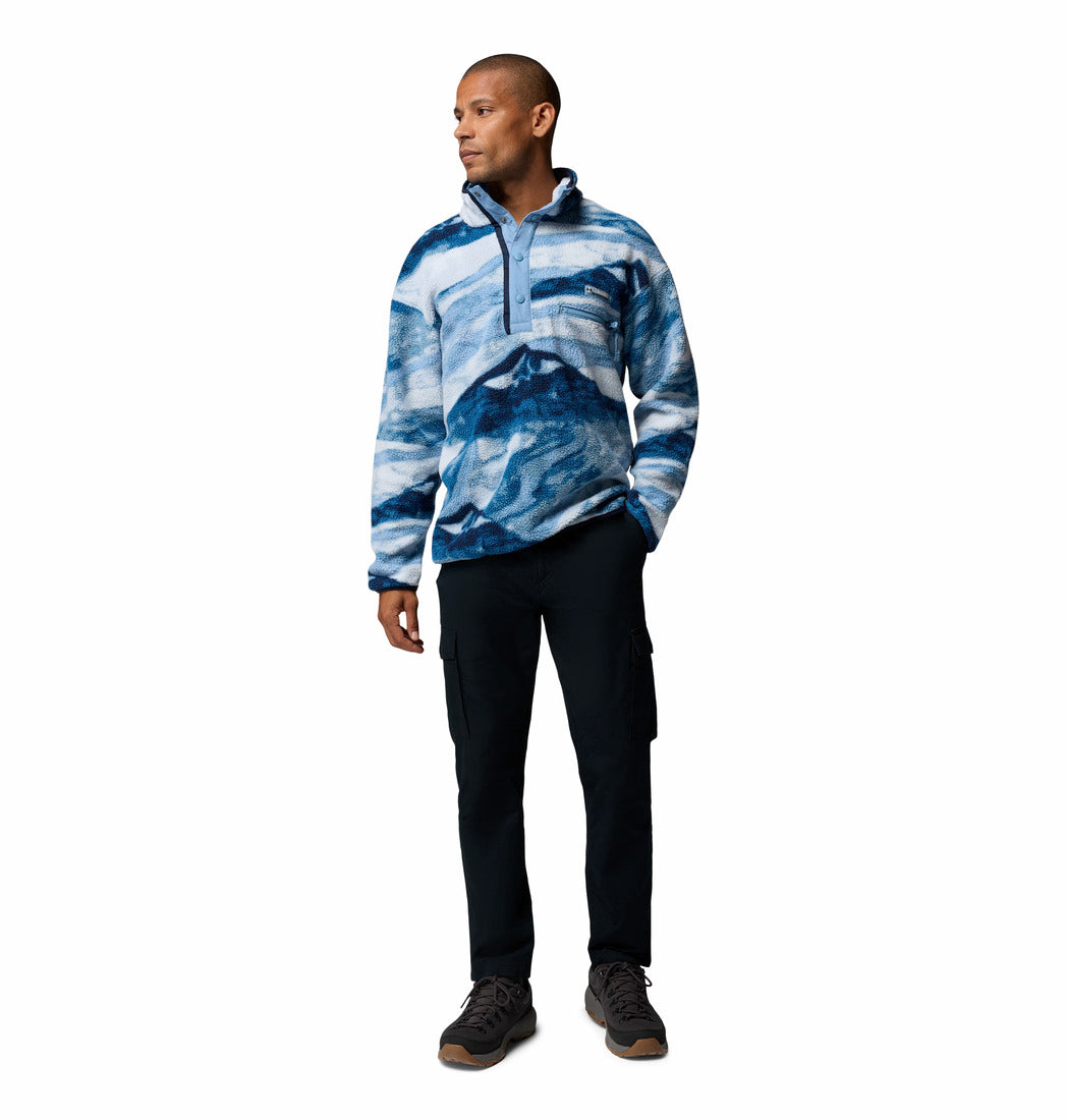 Columbia Mens Helvetia II Printed Half Snap Fleece in Rainy Day Summi, full length model view