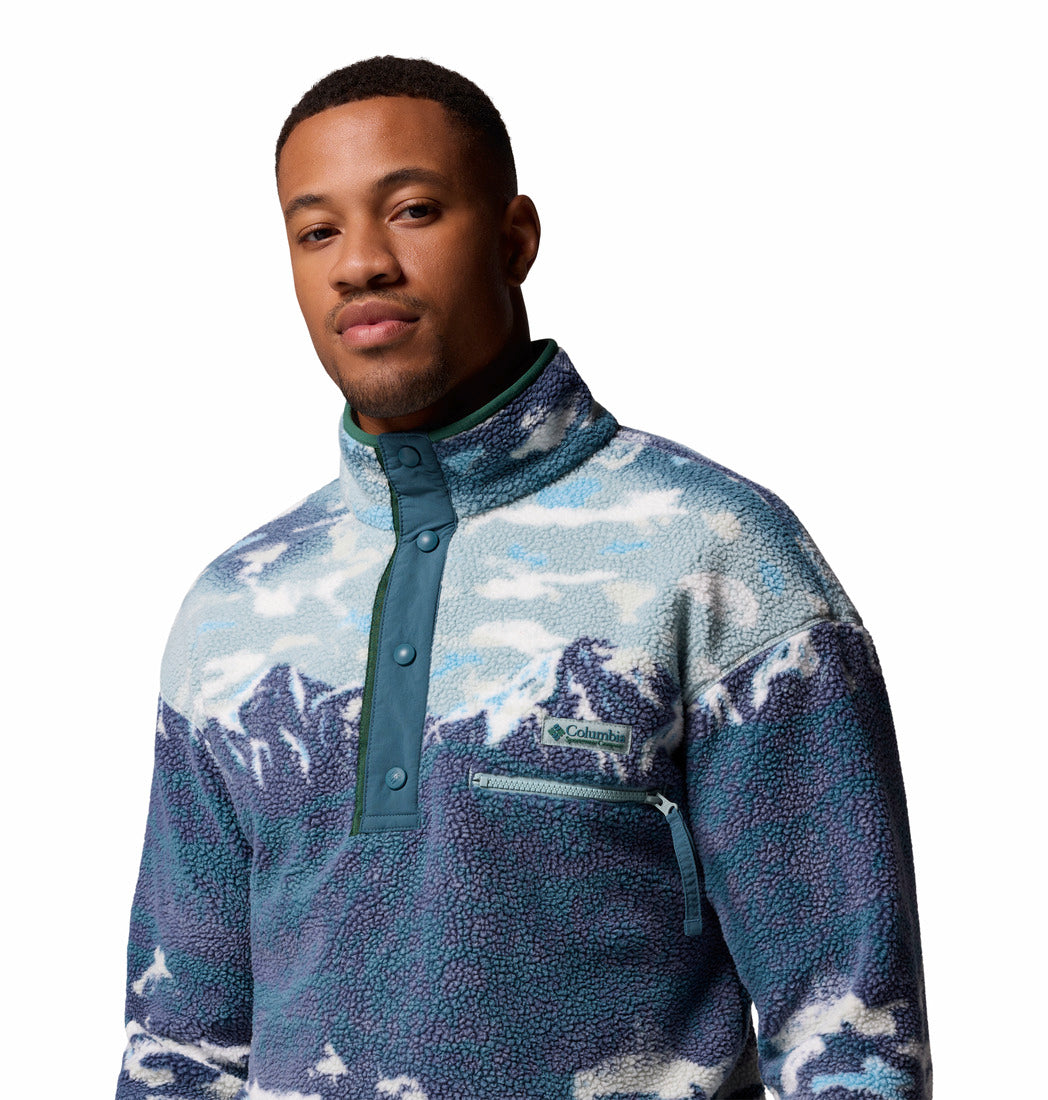 Mens Helvetia™ II Printed Half Snap Fleece-Crushed Blue Sisters