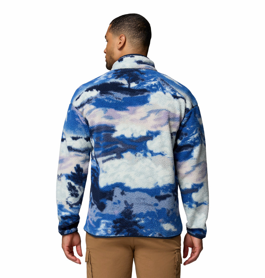 Columbia Mens Helvetia II Printed Half Snap Fleece in Collegiate Navy, back model view