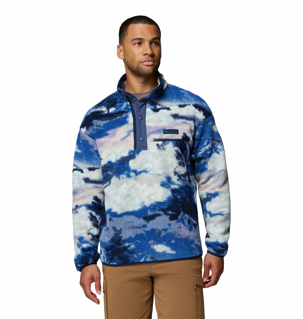 Columbia Mens Helvetia II Printed Half Snap Fleece in Collegiate Navy, front model view