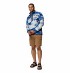 Columbia Mens Helvetia II Printed Half Snap Fleece in Collegiate Navy, full - length model view