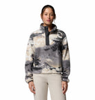 Columbia Womens Helvetia II Printed Cropped Half Snap fleece in Shark Dreaming, front model view.
