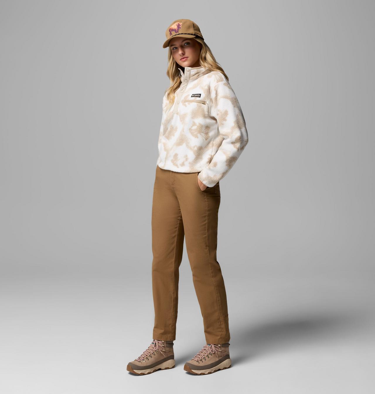 Womens Helvetia™ Ii Printed Cropped Half Snap-Sea Salt Retro-Model Full Front/Side View