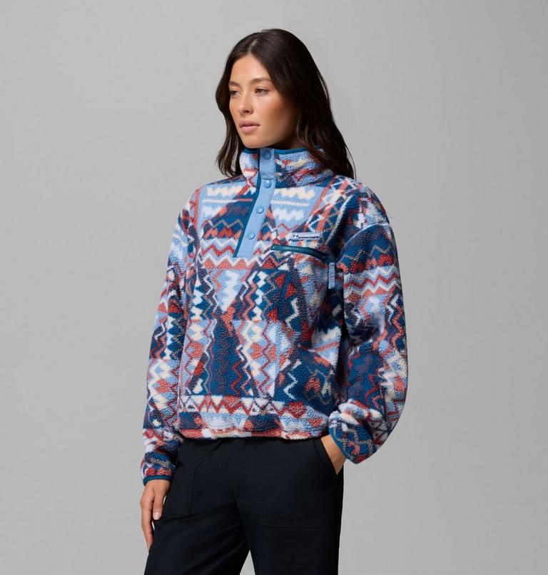 Columbia Womens Helvetia II Cropped Printed Sherpa Fleece - Rainy Day Geom-Side View