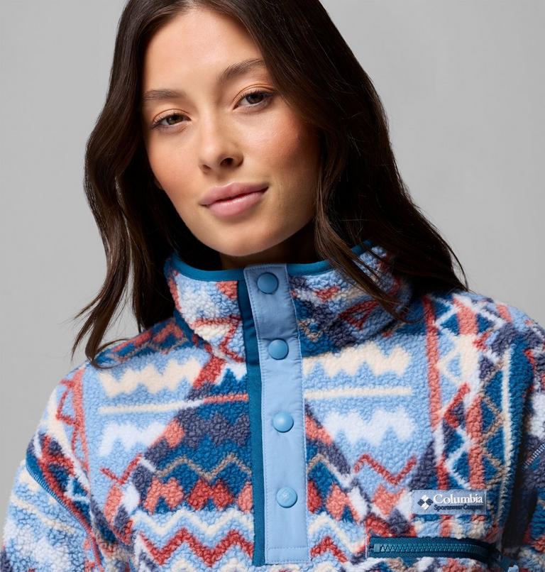 Columbia Womens Helvetia II Cropped Printed Sherpa Fleece - Rainy Day Geom-Button & Pattern View