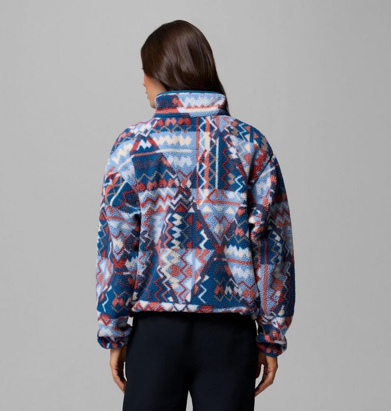 Columbia Womens Helvetia II Cropped Printed Sherpa Fleece - Rainy Day Geom-Model Back View