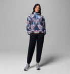 Columbia Womens Helvetia II Cropped Printed Sherpa Fleece - Rainy Day Geom-Model Full Front View