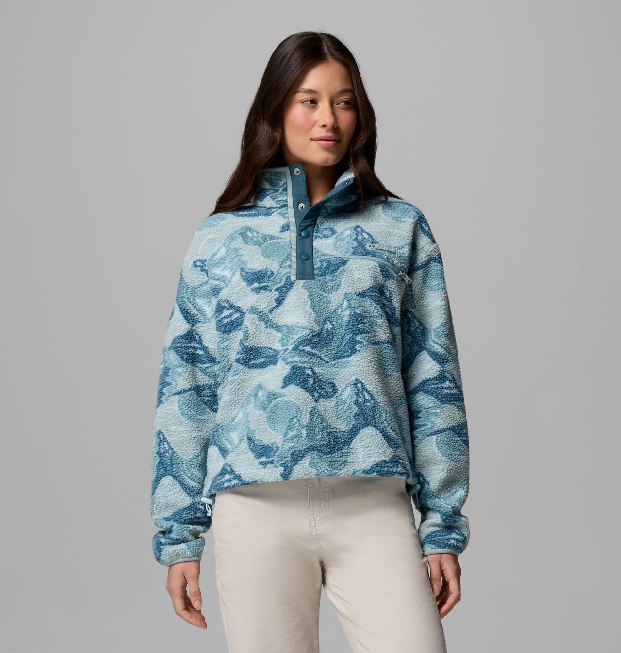 Womens Helvetia™ Ii Printed Cropped Half Snap-Marine Light-Model Front View