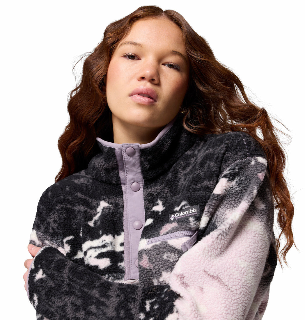Ladies Womens Helvetia™ Ii Printed Cropped Half Snap-Shale Purple Sisters-Neck View