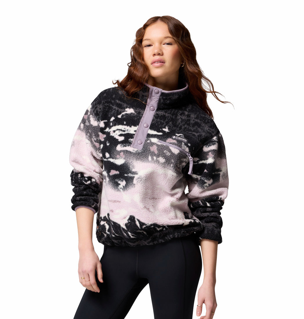 Ladies Womens Helvetia™ Ii Printed Cropped Half Snap-Shale Purple Sisters-Closer View of the Front