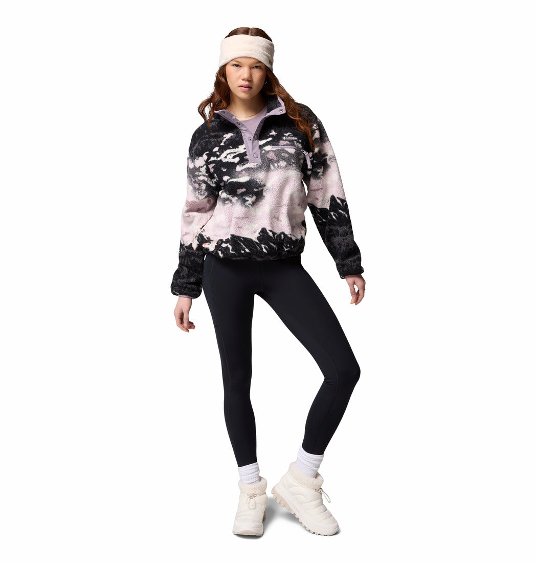 Ladies Womens Helvetia™ Ii Printed Cropped Half Snap-Shale Purple Sisters-Model Full Front View