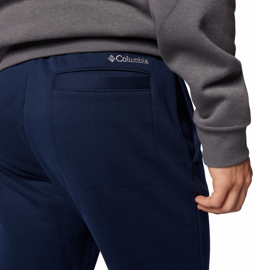 Navy pants with Columbia logo on a white background