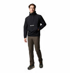 Columbia Mens Challenger Windbreaker Anorak in black, full - length front model view.