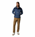 Columbia Mens Challenger Windbreaker Anorak in Dark Mountain, full - length front model view