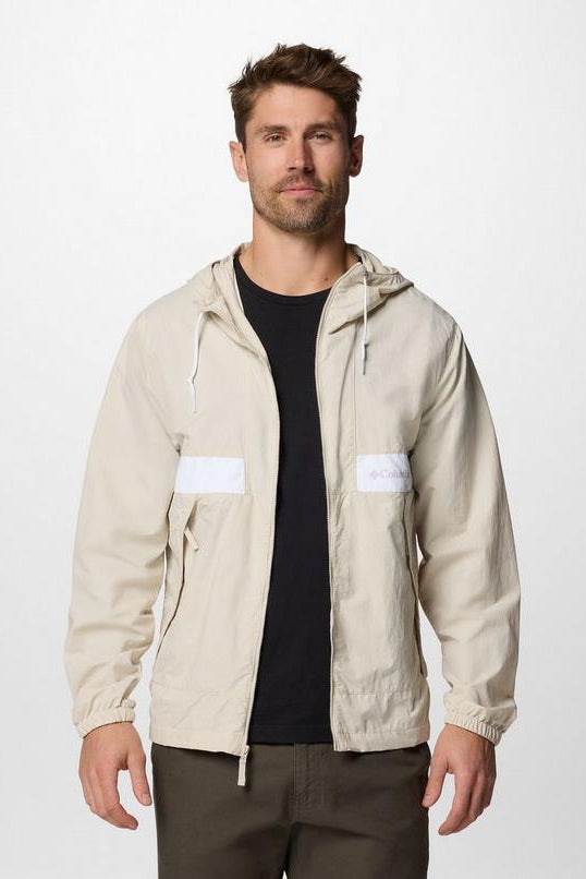 Mens Spire Valley™ Hooded Windbreaker-Dark Stone White