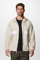 Mens Spire Valley™ Hooded Windbreaker-Dark Stone White