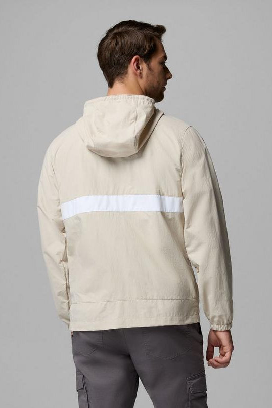 Mens Spire Valley™ Hooded Windbreaker-Dark Stone White-Back view