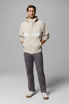 Mens Spire Valley™ Hooded Windbreaker-Dark Stone White-Full model view
