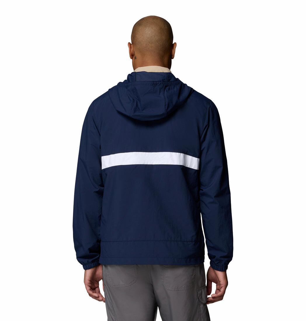 Columbia Mens Spire Valley hooded windbreaker in Collegiate Navy, back view