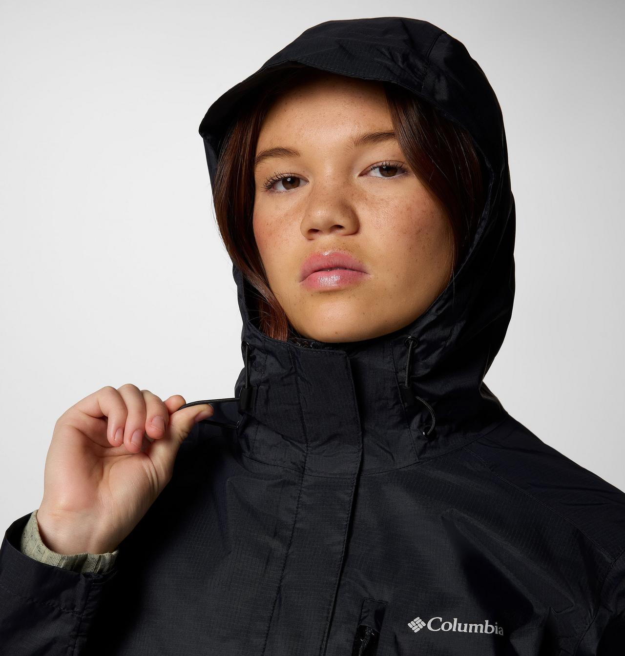 Womens Pouring Adventure™ Iii Jacket-Black-Hooded View