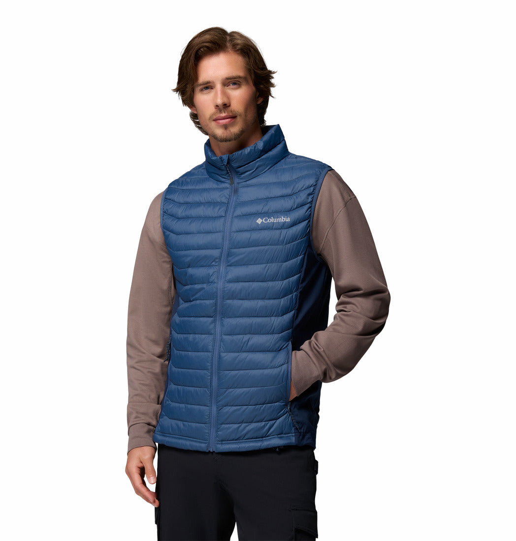 Columbia Mens Powder Pass™ Hybrid Vest-Dark Mountain, front view