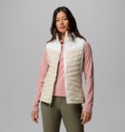 Womens Powder Pass™ Iii Hybrid Vest-Dark Stone  Sea-Opened View of the Gilet