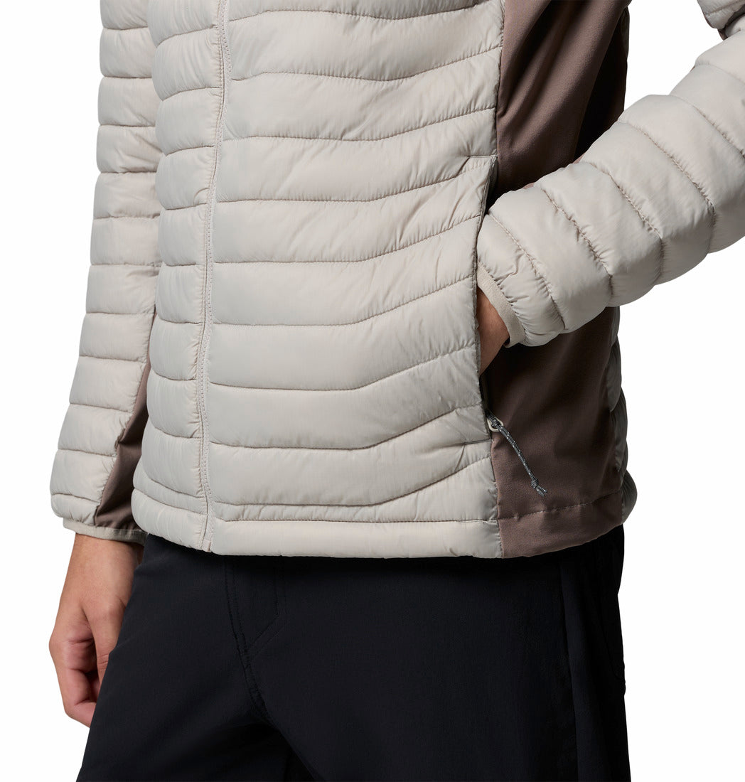 Columbia Mens Powder Pass Hybrid Jacket in Flint Grey Iron, side pocket detail