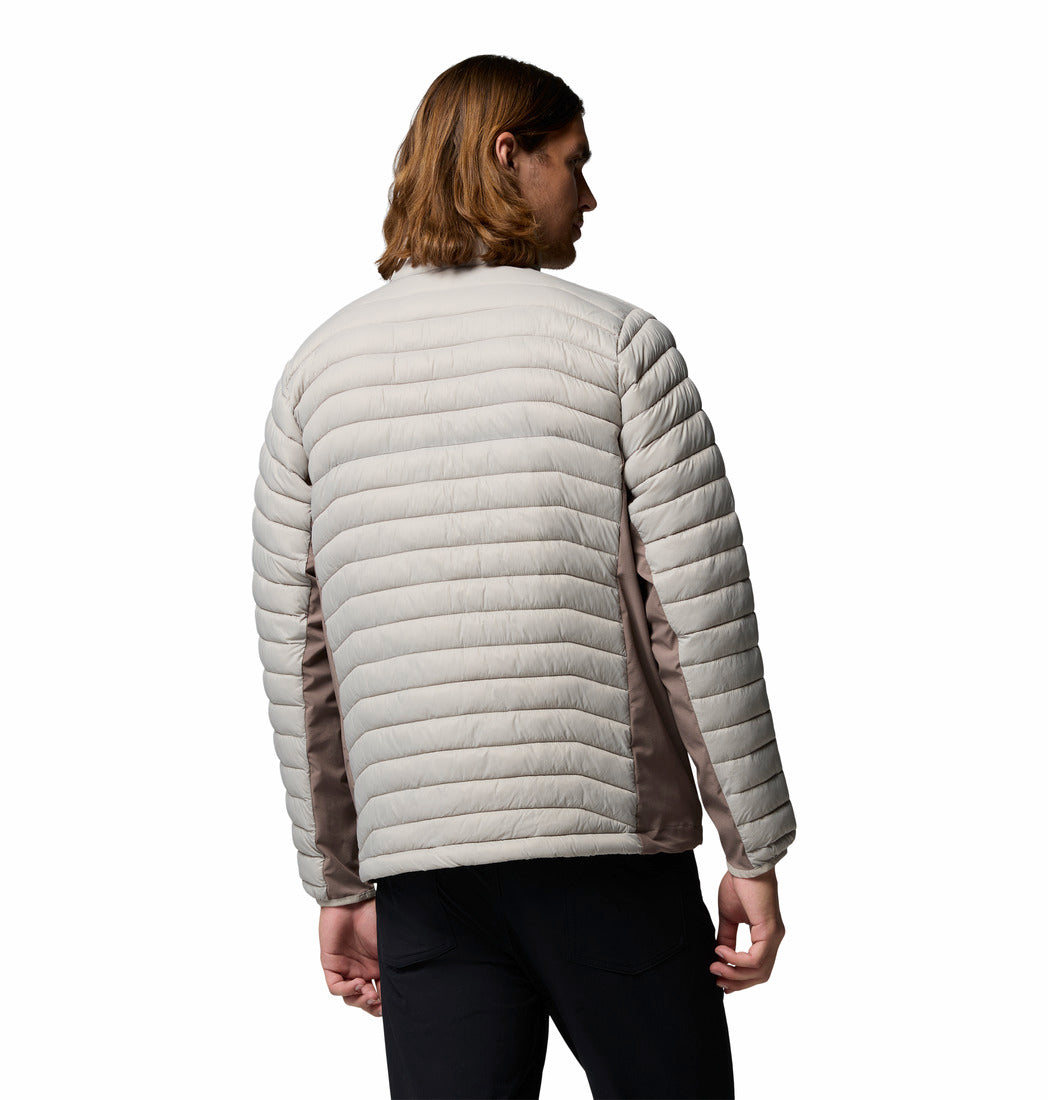 Columbia Mens Powder Pass Hybrid Jacket in Flint Grey Iron, back model view