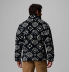Columbia Men's Rugged Ridge Sherpa Half Zip Fleece - Black Checked Out / Black, back view on model