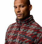 Columbia Rugged Ridge high pile half zip fleece in Sedona Sage Twi, collar and chest pocket detail