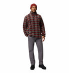 Columbia Rugged Ridge high pile half zip fleece in Sedona Sage Twi, full - length model view