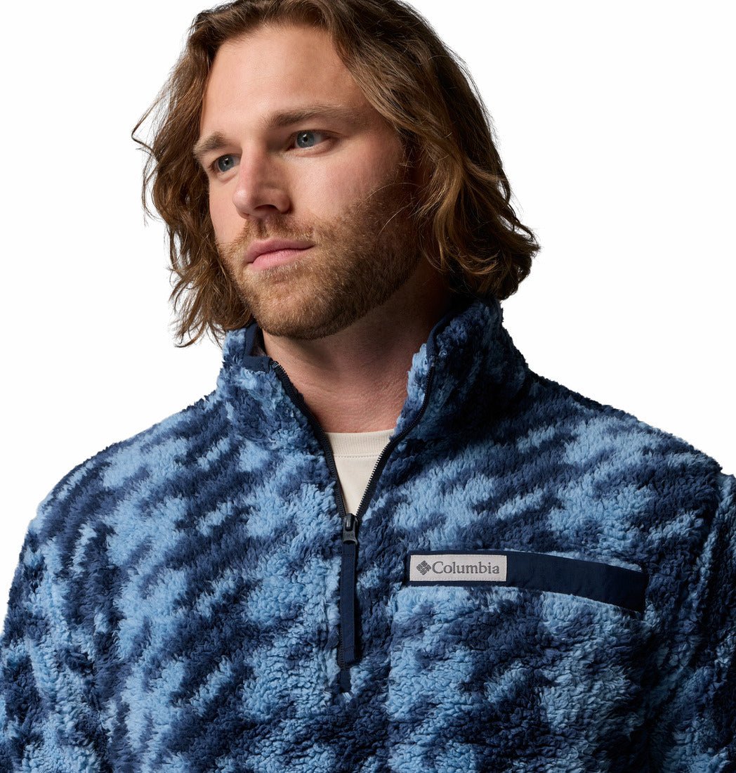 Columbia Mens Rugged Ridge High Pile Half Zip fleece in Rainy Day Twill, chest logo and half-zip detail