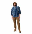 Columbia Mens Rugged Ridge High Pile Half Zip fleece in Rainy Day Twill, full - length model view