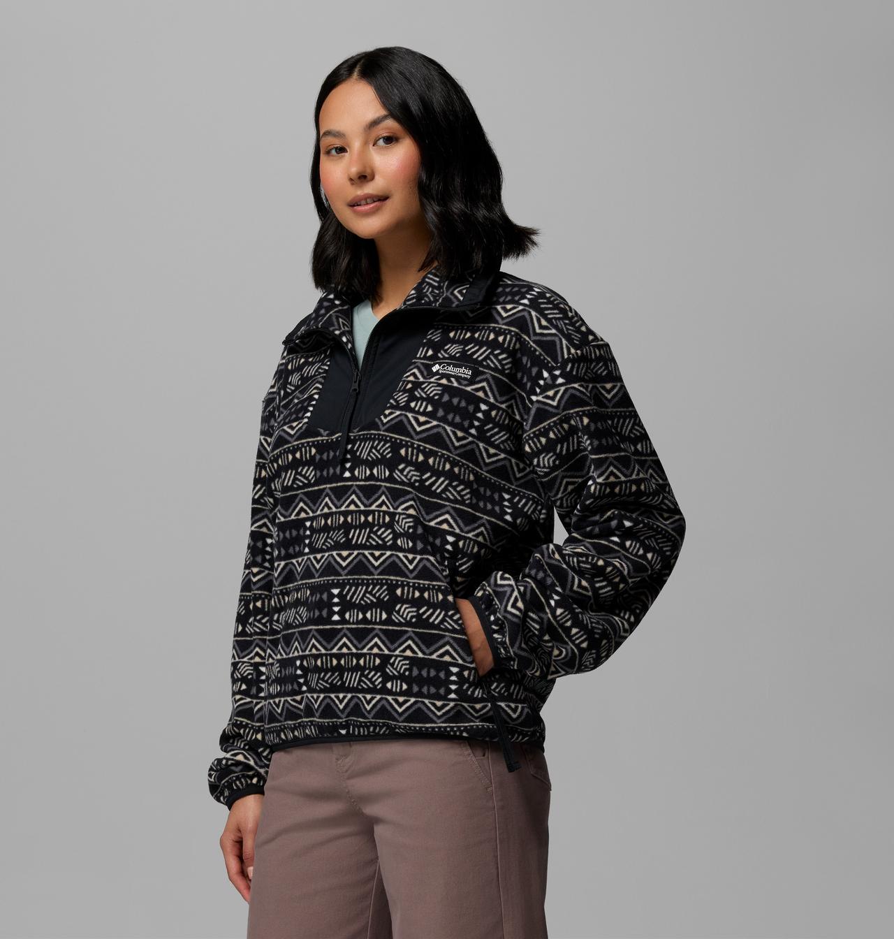 Womens Sequoia Grove™ Printed Half Zip-Black  Horizons-Side View