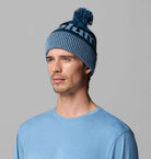 Columbia Unisex Polar Powder III Beanie - Rainy Day / Phoenix Blue / Black, front view on model