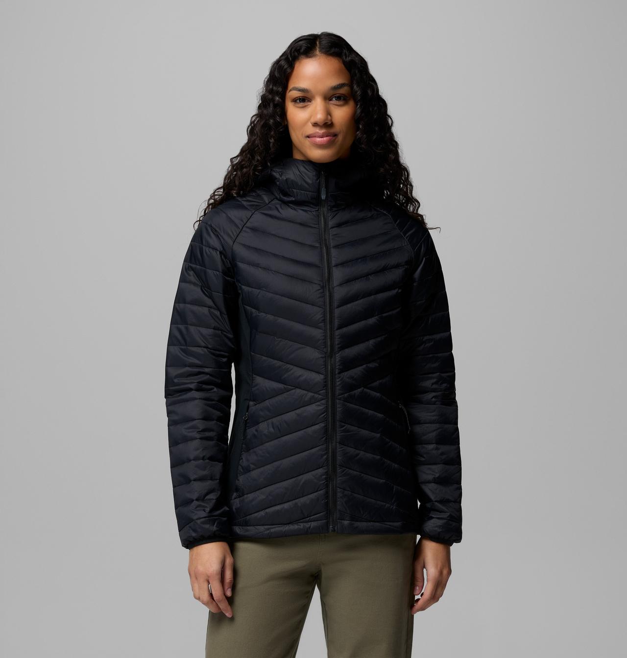 Womens Powder Pass™ Iii Hybrid Hdd Jacket-Black-Model Front View