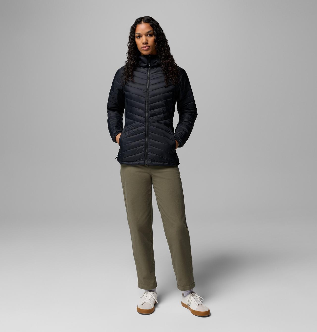 Womens Powder Pass™ Iii Hybrid Hdd Jacket-Black-Model Full Front View