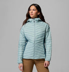 Ladiies Womens Powder Pass™ Iii Hybrid Hdd Jacket-Crushed Blue-Model Front View