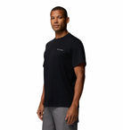 Columbia Mens Csc Basic Tee in black, angled model view with chest logo
