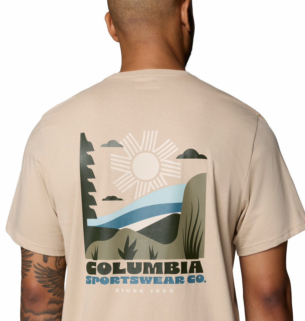 Columbia Mens Csc™ Outdoor Back Graphic Tee-Ancient Fossil, detail view