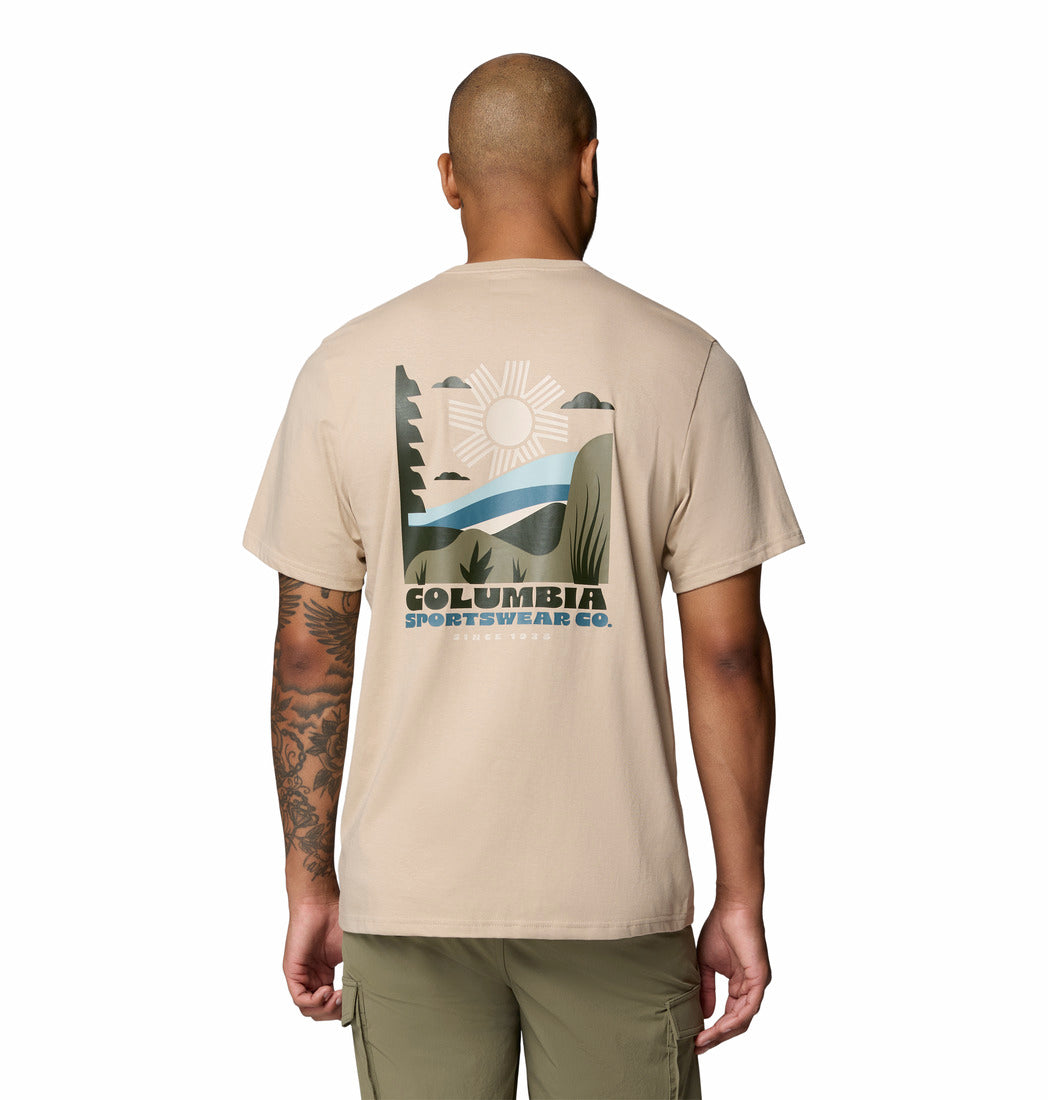 Columbia Mens Csc™ Outdoor Back Graphic Tee-Ancient Fossil, back view